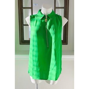 MK Blouse Quarter-Zip Sleeveless Top, Fresh Green Size M New with Tag